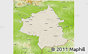 Shaded Relief 3D Map of Jambol, physical outside