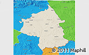 Shaded Relief 3D Map of Jambol, political outside