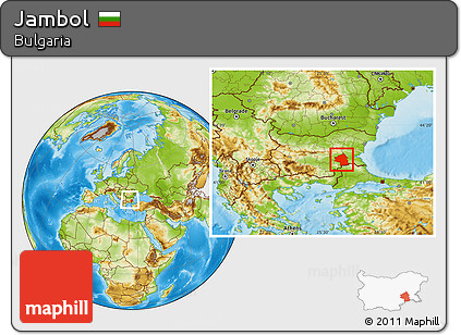Physical Location Map of Jambol, within the entire country