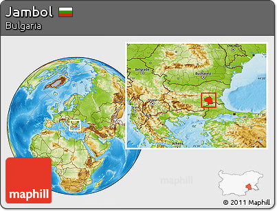 Physical Location Map of Jambol, within the entire country