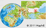 Physical Location Map of Jambol, highlighted country, within the entire country