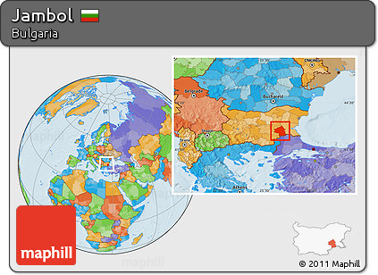 Political Location Map of Jambol, within the entire country