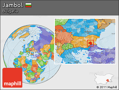 Political Location Map of Jambol, within the entire country