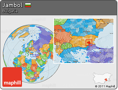 Political Location Map of Jambol, within the entire country