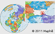 Political Location Map of Jambol, highlighted country, within the entire country