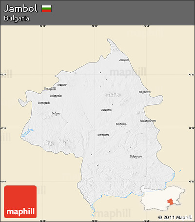 Classic Style Map of Jambol, single color outside