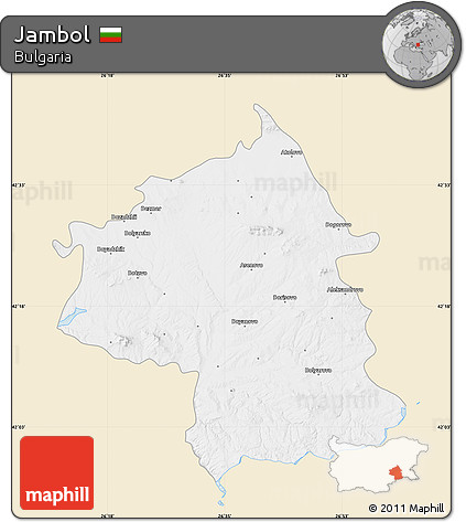 Classic Style Map of Jambol, single color outside
