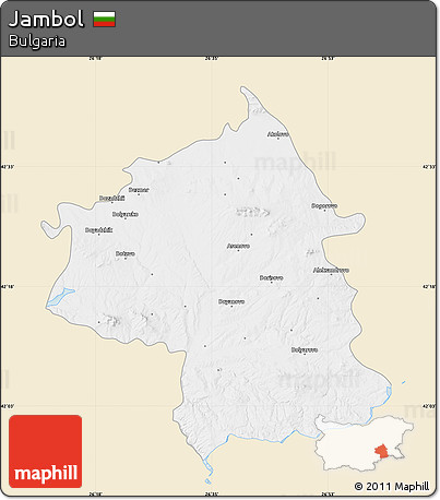 Classic Style Map of Jambol, single color outside