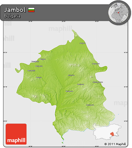 Physical Map of Jambol, single color outside