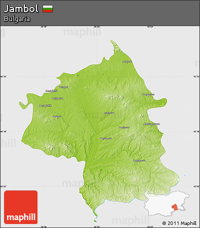 Physical Map of Jambol, single color outside