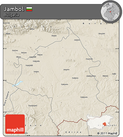 Shaded Relief Map of Jambol