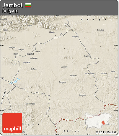 Shaded Relief Map of Jambol