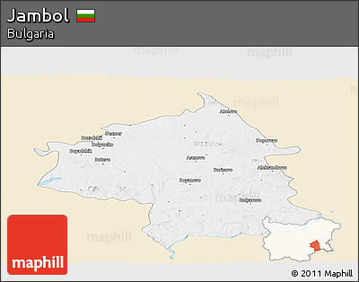 Classic Style Panoramic Map of Jambol, single color outside