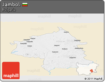 Classic Style Panoramic Map of Jambol, single color outside