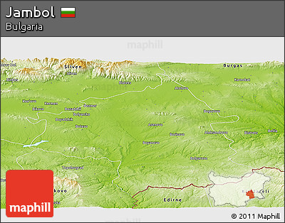 Physical Panoramic Map of Jambol