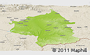 Physical Panoramic Map of Jambol, shaded relief outside