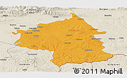 Political Panoramic Map of Jambol, shaded relief outside