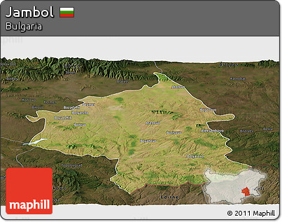 Satellite Panoramic Map of Jambol, darken