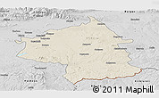 Shaded Relief Panoramic Map of Jambol, desaturated
