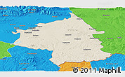 Shaded Relief Panoramic Map of Jambol, political outside