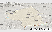 Shaded Relief Panoramic Map of Jambol, semi-desaturated