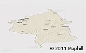Shaded Relief Panoramic Map of Jambol, single color outside