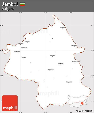 Classic Style Simple Map of Jambol, cropped outside