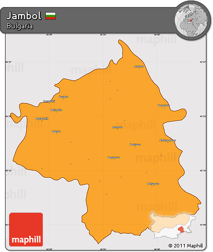 Political Simple Map of Jambol, cropped outside