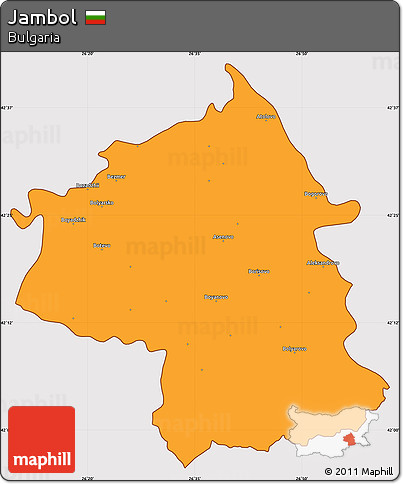 Political Simple Map of Jambol, cropped outside