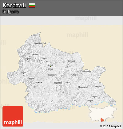 Classic Style 3D Map of Kardzali, single color outside