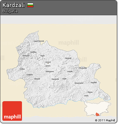 Classic Style 3D Map of Kardzali, single color outside
