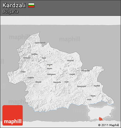 Gray 3D Map of Kardzali, single color outside