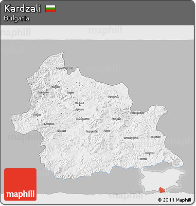 Gray 3D Map of Kardzali, single color outside