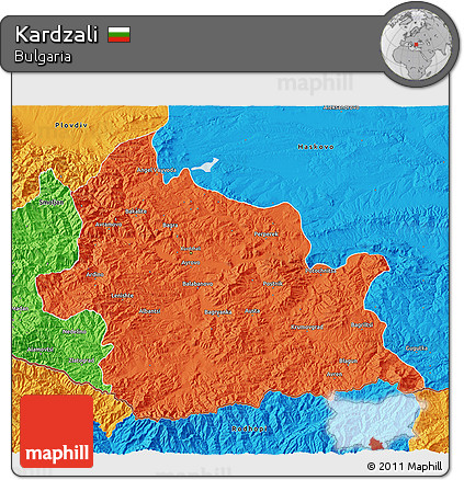 Political 3D Map of Kardzali
