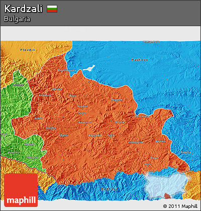 Political 3D Map of Kardzali