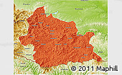 Political 3D Map of Kardzali, physical outside