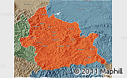 Political 3D Map of Kardzali, semi-desaturated