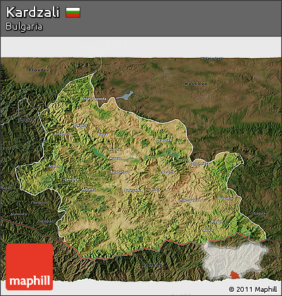 Satellite 3D Map of Kardzali, darken