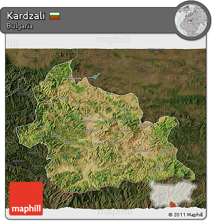 Satellite 3D Map of Kardzali, darken