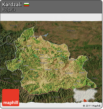Satellite 3D Map of Kardzali, darken