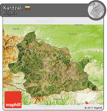 Satellite 3D Map of Kardzali, physical outside