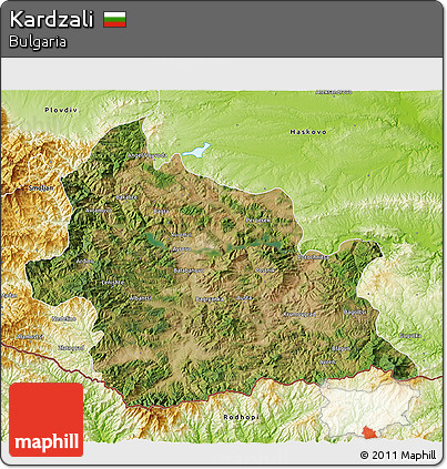 Satellite 3D Map of Kardzali, physical outside
