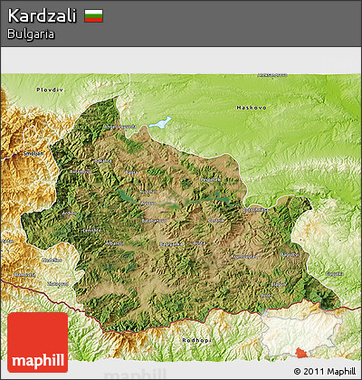 Satellite 3D Map of Kardzali, physical outside