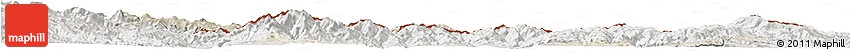 Shaded Relief Horizon Map of Kardzali, lighten, semi-desaturated