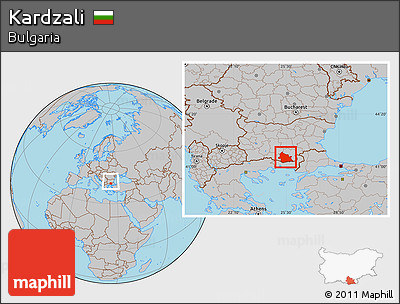 Gray Location Map of Kardzali, within the entire country