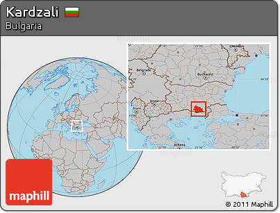 Gray Location Map of Kardzali, within the entire country