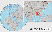 Gray Location Map of Kardzali, within the entire country
