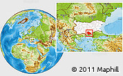 Physical Location Map of Kardzali, highlighted country, within the entire country