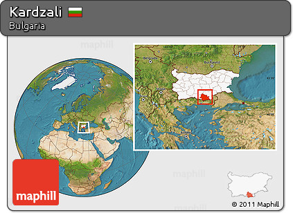Satellite Location Map of Kardzali, highlighted country