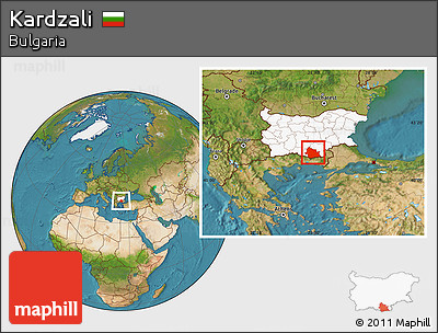 Satellite Location Map of Kardzali, highlighted country